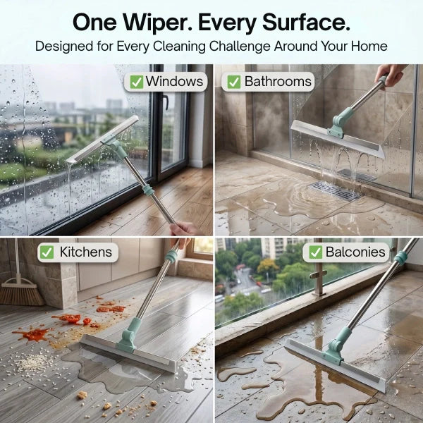 Magic Silicone Broom 50 Inch – 180° Rotating Floor Wiper with Adjustable Handle