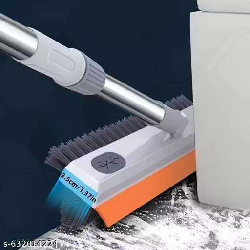 Heavy Duty 3-in-1 Bathroom Cleaning Brush with Squeegee Wiper & Long Handle