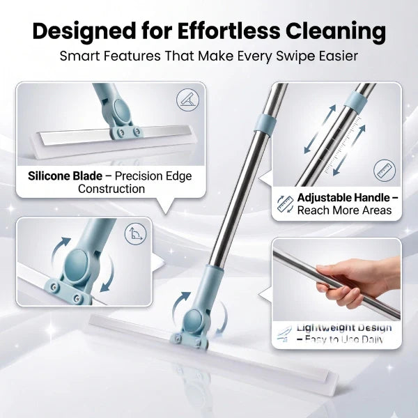 Magic Silicone Broom 50 Inch – 180° Rotating Floor Wiper with Adjustable Handle