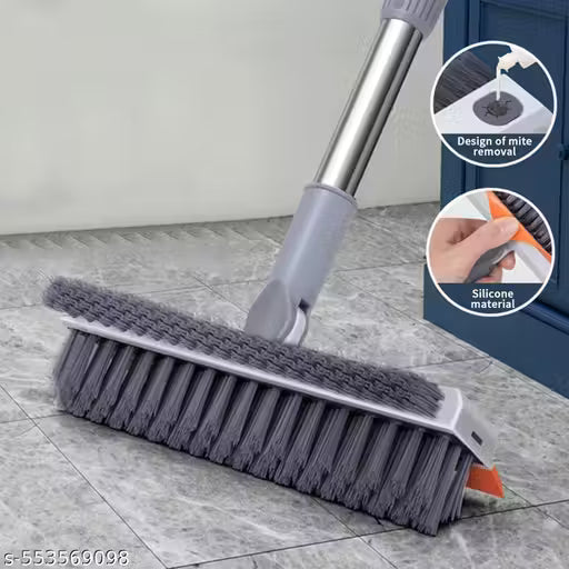 Heavy Duty 3-in-1 Bathroom Cleaning Brush with Squeegee Wiper & Long Handle