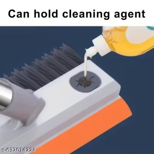 Heavy Duty 3-in-1 Bathroom Cleaning Brush with Squeegee Wiper & Long Handle